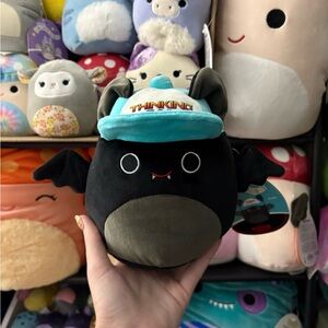 Emily the Black and Gray Bat with Blue Hat stranger things squishmallow NWT 7in